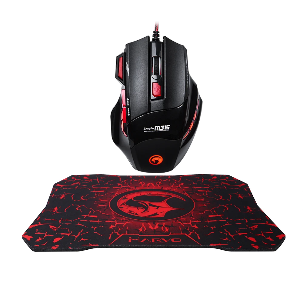 MARVO M315 + G1 игровой Мышь 7 кнопок 3 Цвет светильник проводной Эргономичный USB мыши и