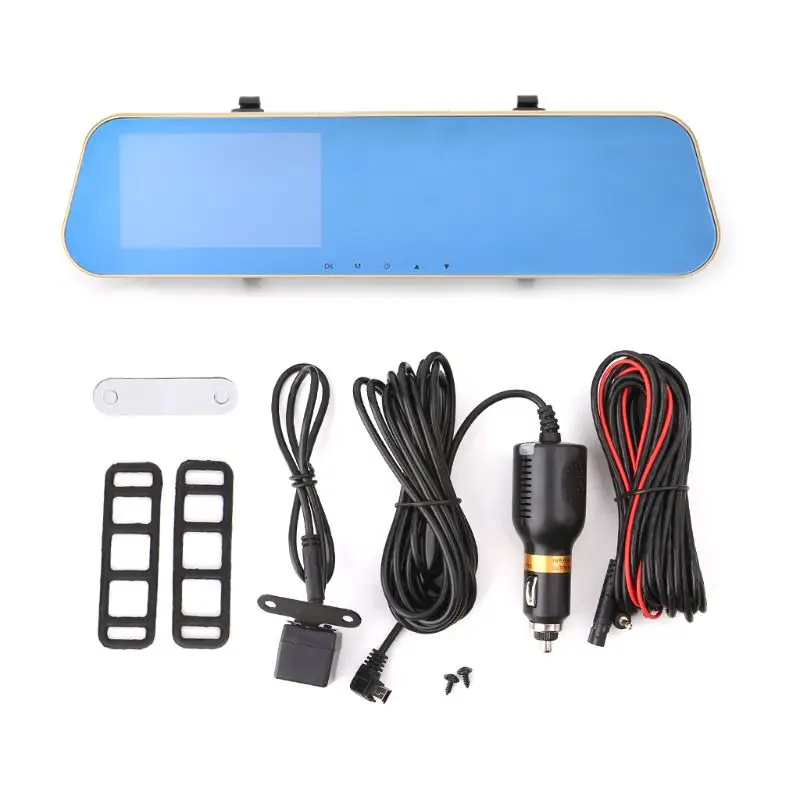 Car Accessorie 4.3 Inch Car Dvr Camera Rearview Mirror Full HD 1080P Dash Cam Dual Lens Camcorder