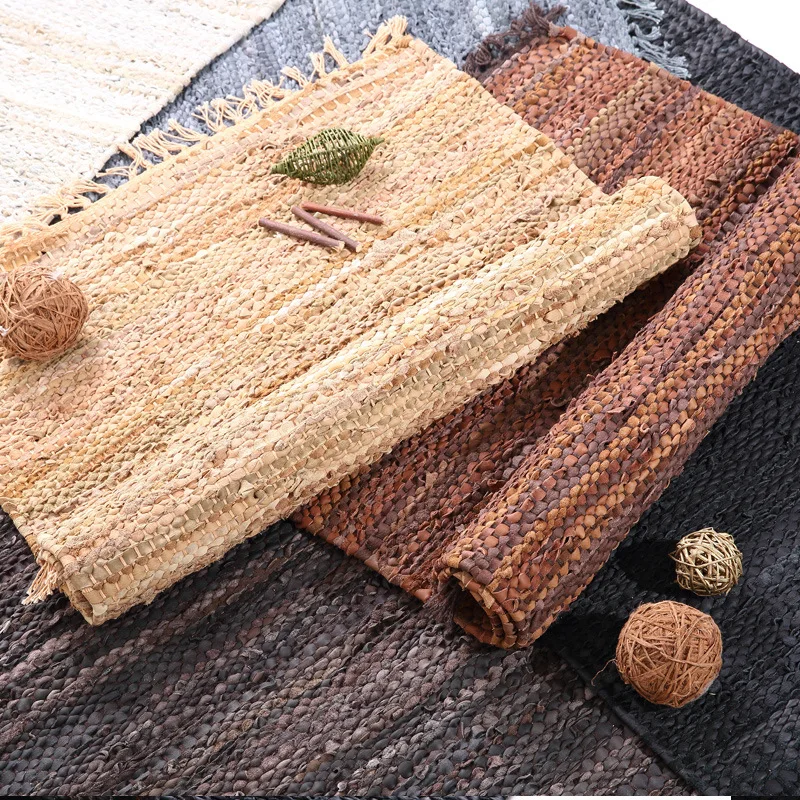 Ретро Кожаный Коврик для пола, ковер для дивана, гостиной, спальни, ковер с кисточками 60x90 см, стол Ruuner, покрывало, гобелен, украшение для дома