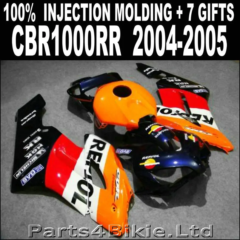

7 Gifts fairings for HONDA cbr1000rr fairings 2004 2005 fairing CBR 1000 RR bodywork 04 05 red orange white black RNK83