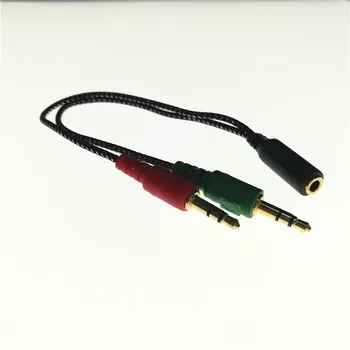 

Nylon 3.5mm Jack male to 3.5 Microphone and earphone female Extension Aux Audio Splitter Cable Y Stereo Splitter for iPhone 5s