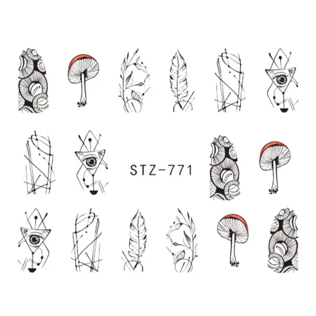 Полная красота кружевное ожерелье водяные наклейки для ногтей художественная наклейка Ведьма черный цветок водяной знак Переводные ползунки украшение TRSTZ771-777 - Цвет: STZ-771