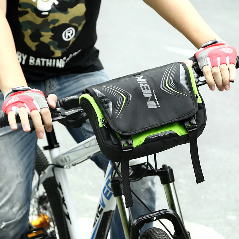 Top INBIKE Waterproof Large Capacity Bicycle Front Bag Bike Handlebar Basket MTB Pannier Frame Tube Cycling Bag 16