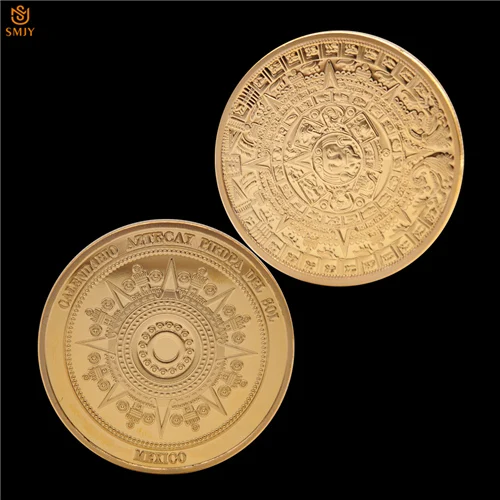 Евро Золотая сувенирная монета, качество, Мексика, Azetc, пророчество майя, календарь, памятная, металлическая монета, художественные поделки, коллекционные вещи - Цвет: SMJY-005