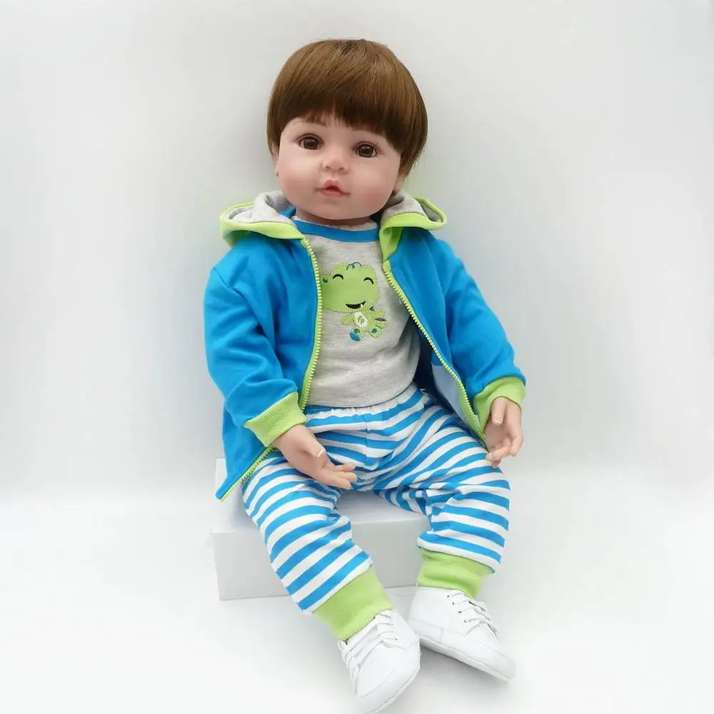 58 см полный корпус мягкий силиконовый виниловый младенец Кукла реборн игрушки младенец реборн BabyDoll нетоксичный безопасный ручной работы Playmate подарок для девочек - Цвет: 1