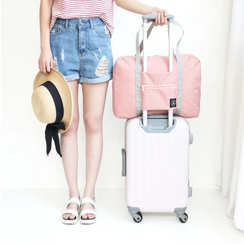 

2019 Fashion Folding Women Big Size Folding Travel Shoulder Bag Ladies Waterproof Clothing Storage Bag Beach Bolsa Feminina