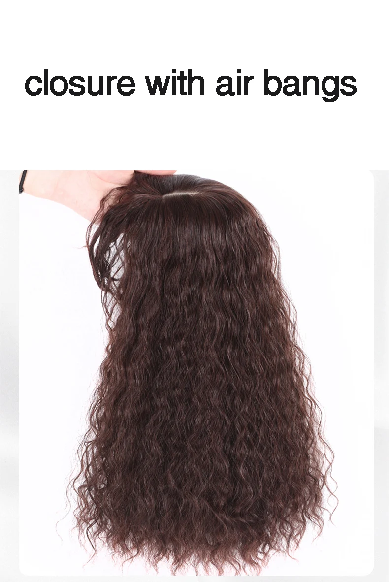 MUMUPI 25-35 см натуральный цвет закрытие с воздушной челкой для женщин кудрявые кукурузные завивки волос синтетические волосы клип закрытие