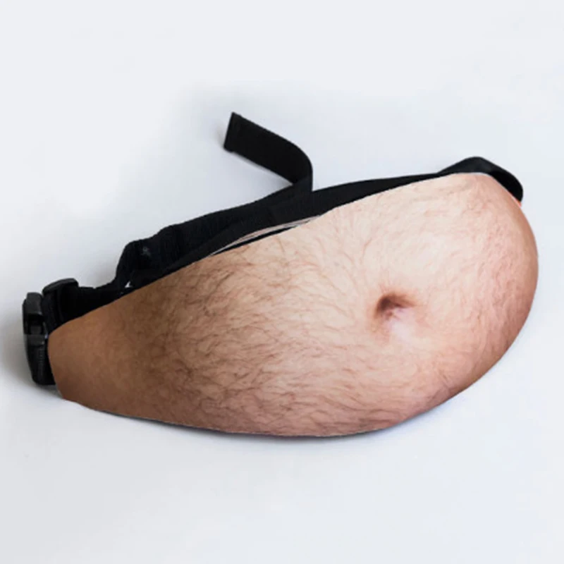 

Fat Beer Belly Dad Bag Fake Hairy Flesh Colored Daddy Fat Belly Waist Pocket Bag Pack For Smart Phone Men Women Running Bag