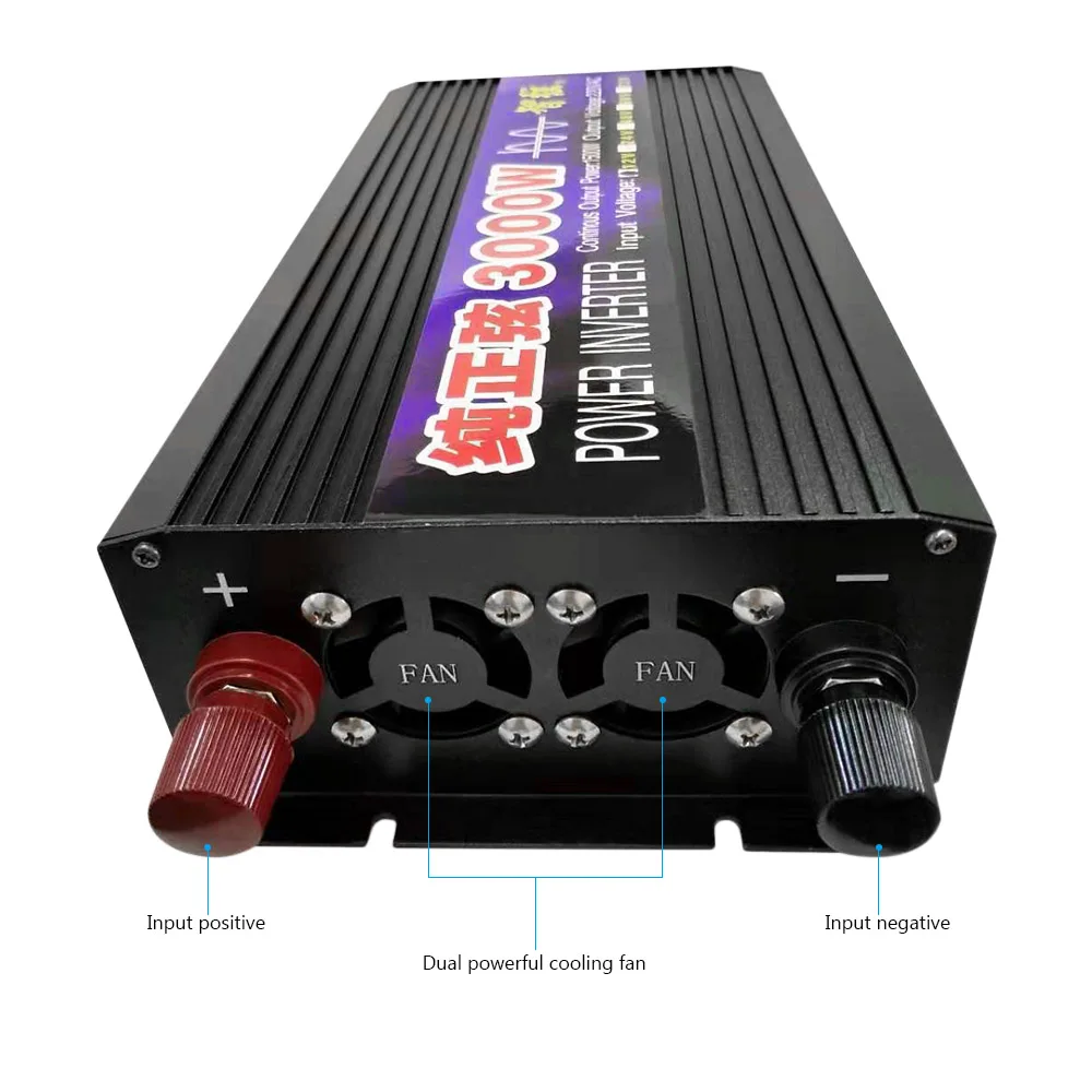 Skup SUNYIMA 3000W 12 V 24 V do 220V czysta fala sinusoidalna samochodowa przetwornica napięcia moc konwersji Booster podwójny cyfrowy wyświetlacz dla gospodarstw domowych