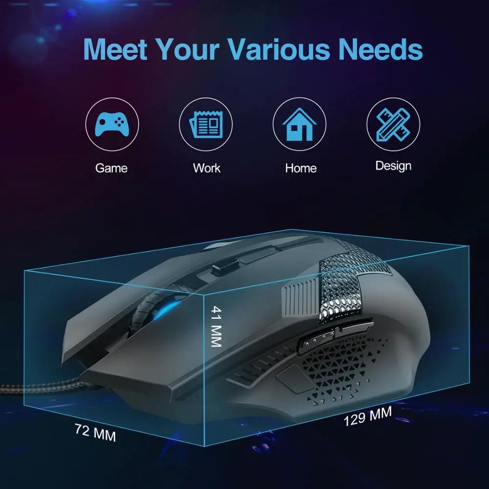 TeckNet Игровая USB Проводная мышь Регулируемая 3200 точек/дюйм эргономичная