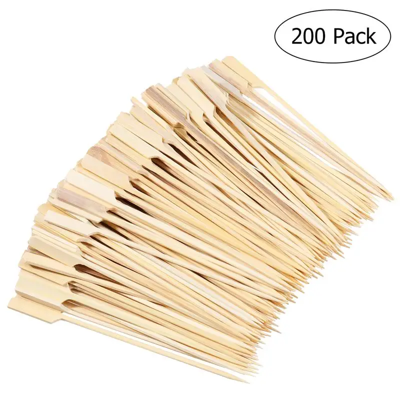 

200pcs Barbecue Bamboo Skewers Natural Wood Roasting Sticks Wooden Skewer for BBQ Use Fruit Toothpicks Party Supplies