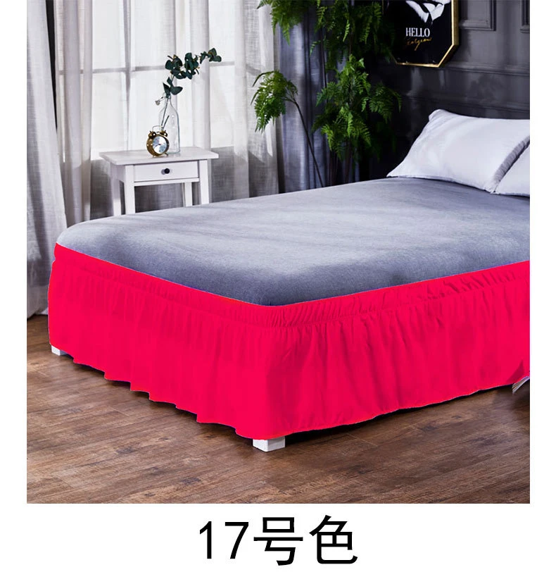 Укороченная однотонная одежда однотонные классические эластичные кроватный подзор пыли рюшами простого кроя King queen полный двуспальная кровать накладки кровать декоративный домашний текстиль - Цвет: Rose Red