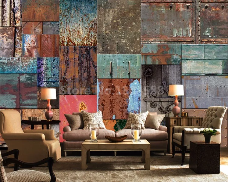 retrô, estilo europeu, ferrugem, mural para bar,