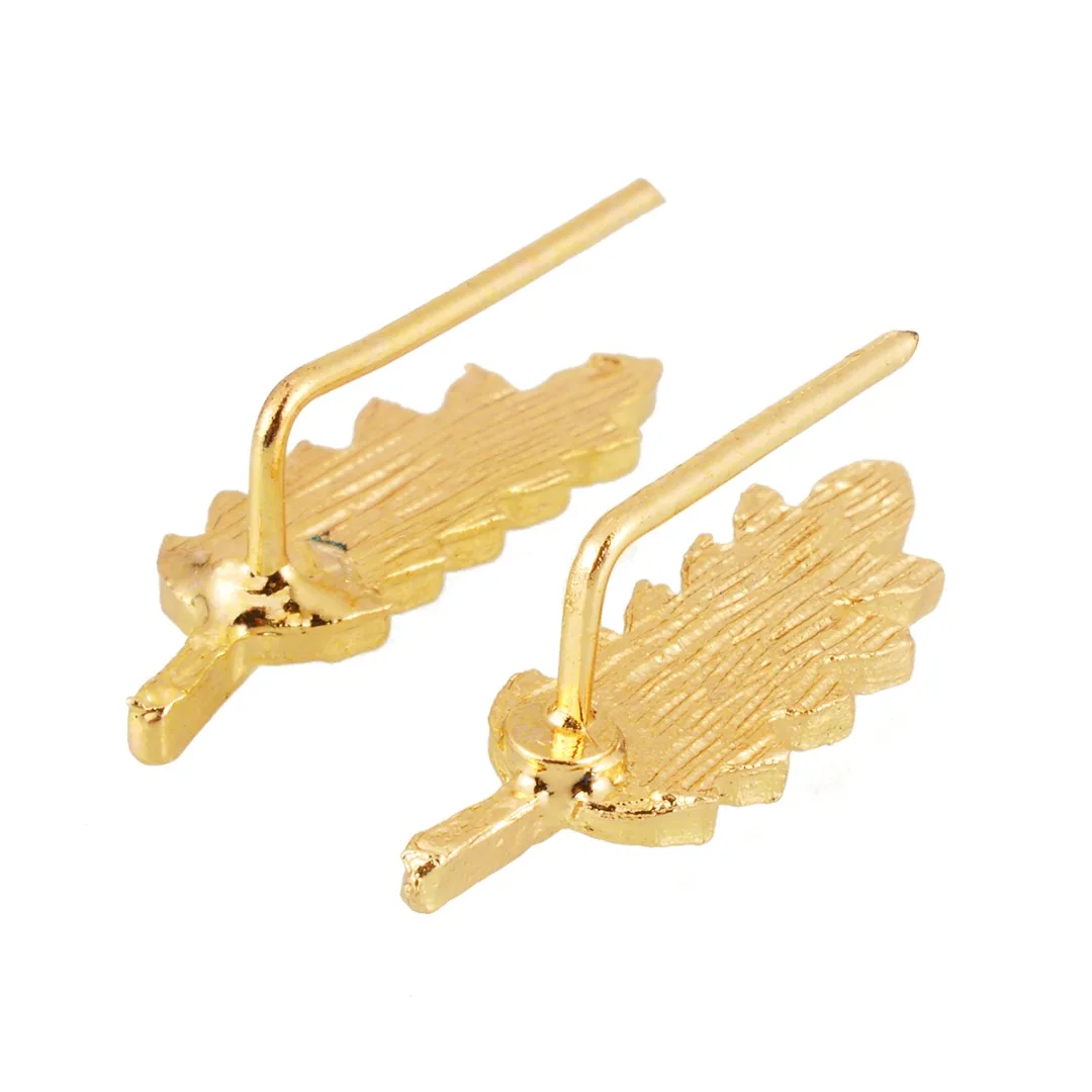2 Pcs Fashion Women Jewelry Girl Silver Gold Color Cilp Ear Sweep Wrap Ear Climber Leafs Vines Earrings Brincos Femme Bijoux