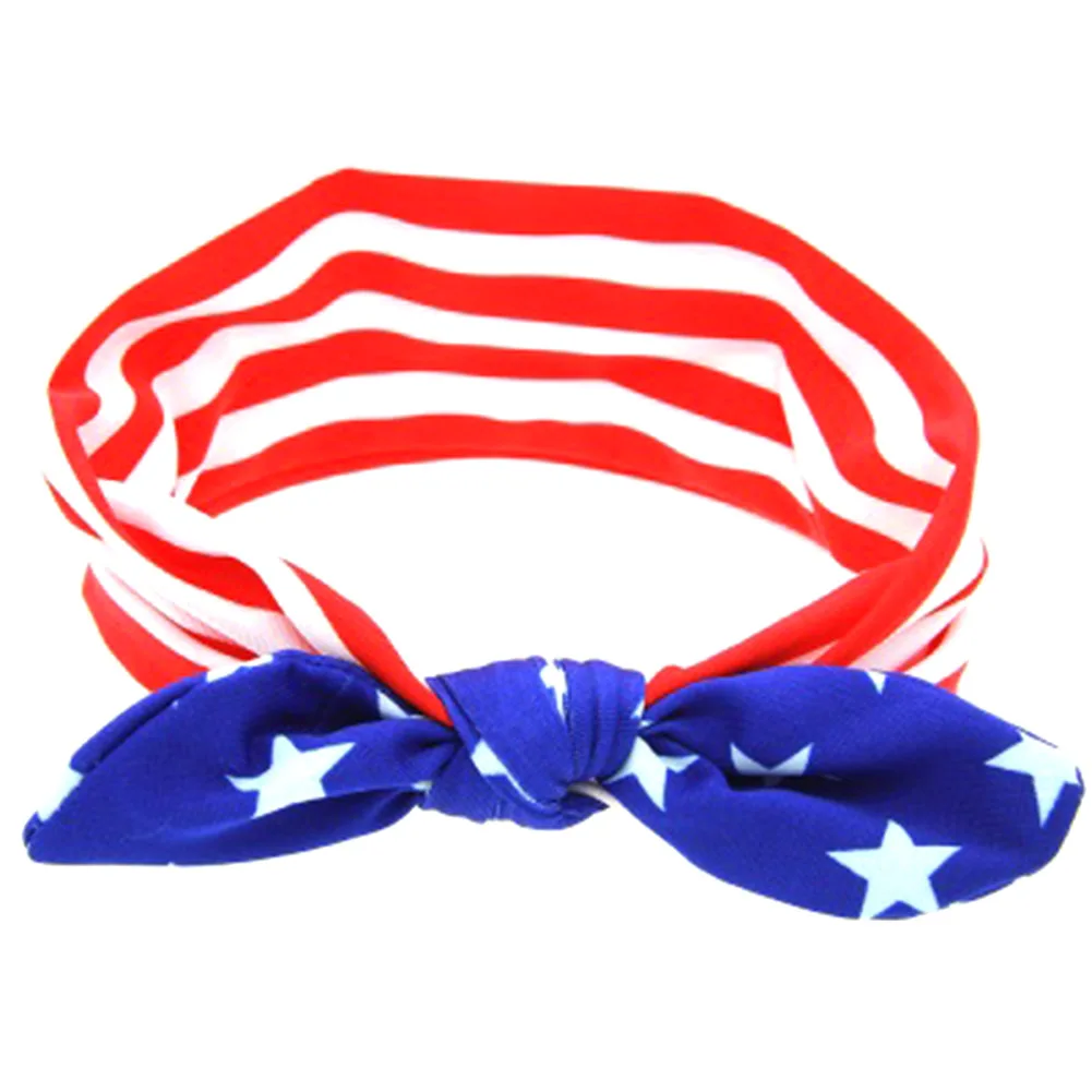 

Girls 4th of July Big Messy Bow Headband Turban Headband Knotted Bow
