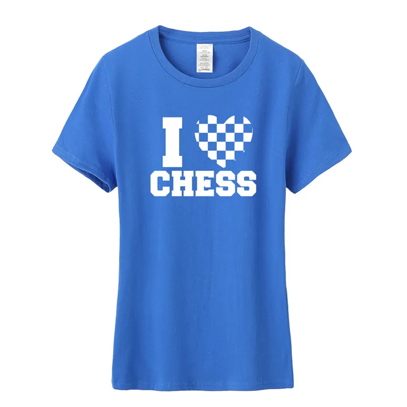 Новые модные Для женщин я люблю шахматы футболка летние шорты рукавом О-образным вырезом хлопок шахматы футболка для девочек женские Костюмы Футболки-топы OS- 005 - Цвет: as picture