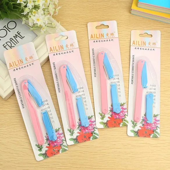 

New womens shaving eyebrows scissors makeup eyelashes knife make up wenkbrauw schaar ladies eyebrow trimmer shaver Free shipping