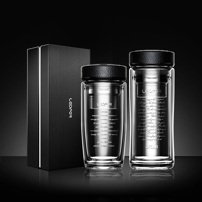 Glass Tea Bottle Teacup Filter Vacuum Flask Office Insulated Heat Thermo Bottle Thermal Flask Thermoses Glass Water Bottles