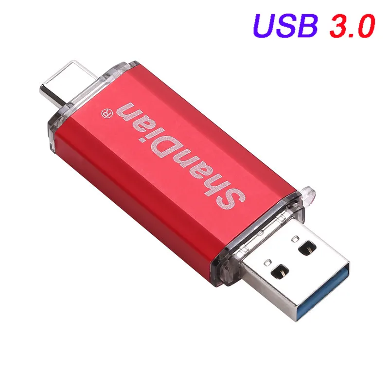 SHANDIAN USB 3,0 Акция type-C 3,1 OTG 32 Гб 64 Гб Внешняя карта памяти 16 Гб 64 Гб мобильный компьютер USB флеш-накопитель - Цвет: Red