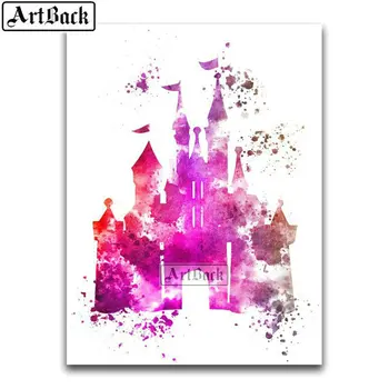 

Watercolor painting 5d diamond painting cartoon castle 3d diamond embroidery mosaic children's room home decoration gift