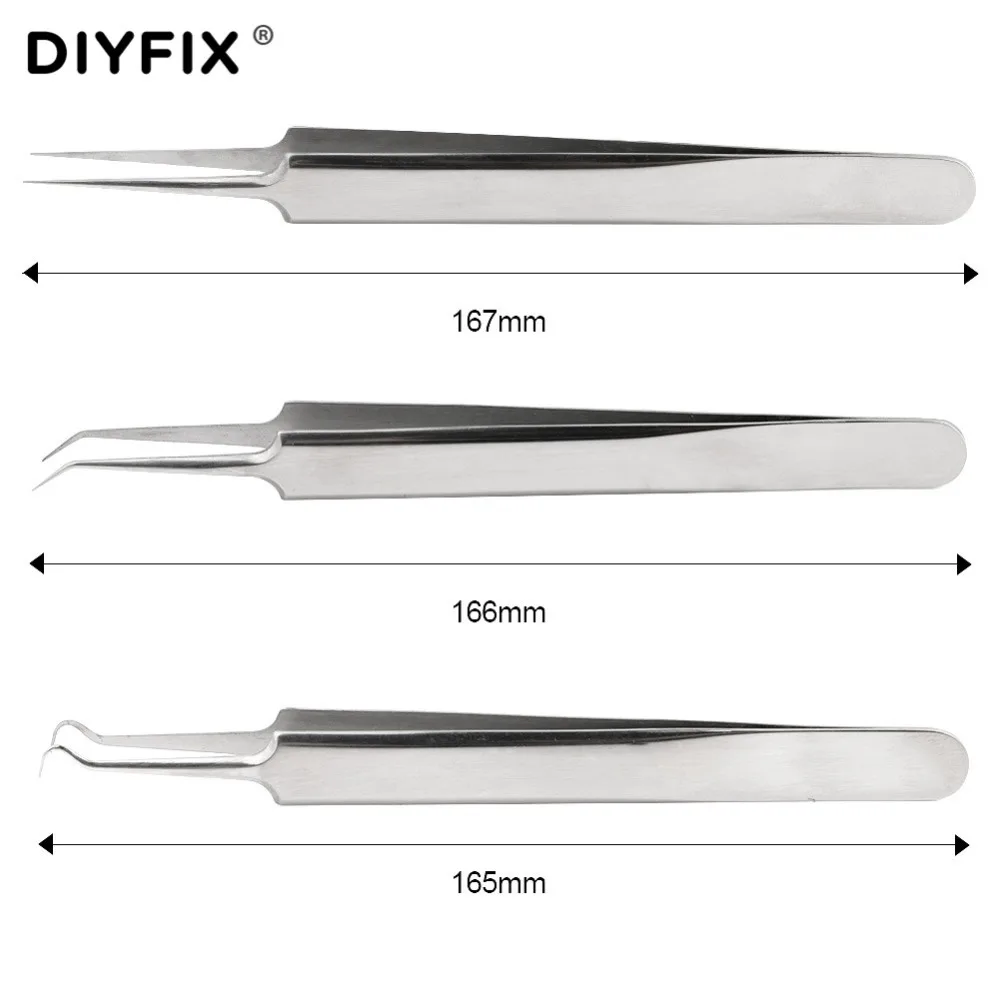 DIYFIX Acne Blackhead Tweezers Blackhead&Blemish Pimple Removers Point Bend Gib Head Comedone Extractor Face Skin Care Tools