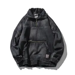 Ретро Для Мужчин's джинсовая куртка черная Цвет с передними карманами джинсовая куртка Модные Дизайнерские мужские пальто и пиджаки