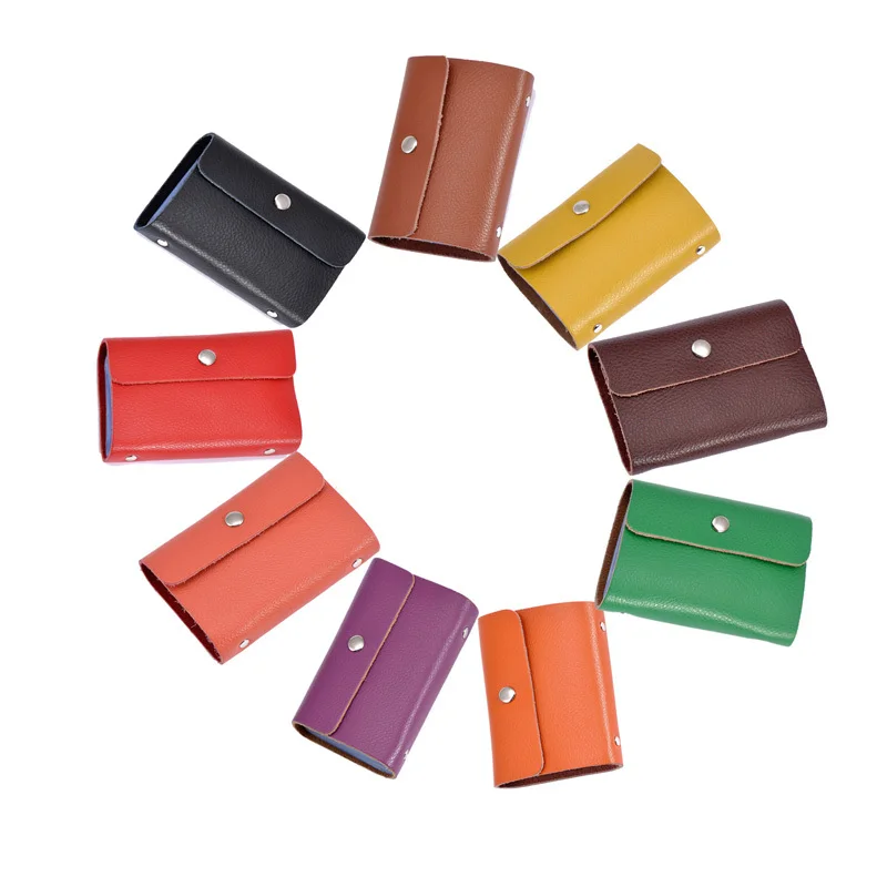 

11 Colors Wholesale 100% Genuine Leather ID Bank Business Credit Card Case Name Holder Unisex Fashion Mini Purse Pocket