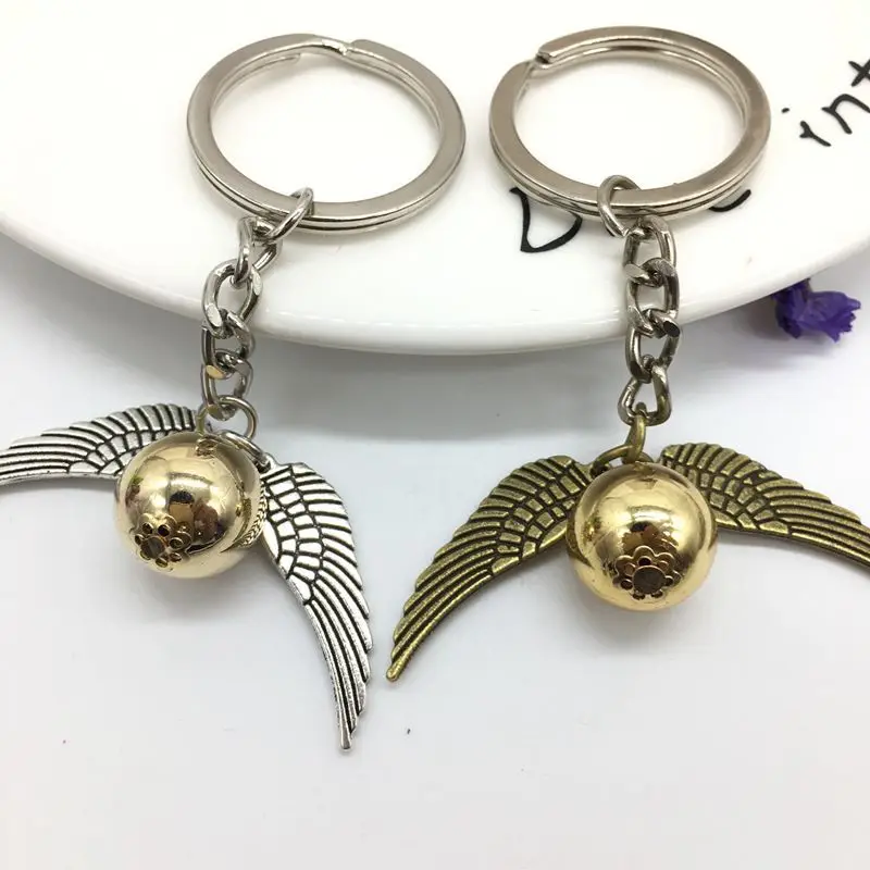 

10 Pcs/lot Harri Potter Quidditch Magical HP Hogwarts Gold silver Snitch keychain keyring pendants toy gift