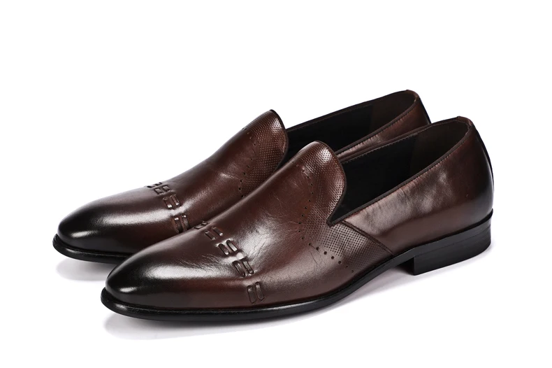 Men's Leather Casual Shoes Formal Oxfords Shoe Moccasins Men's Leather Brand Casual Genuine Leather Shoes Men 2018 Brogue Shoe   (9)