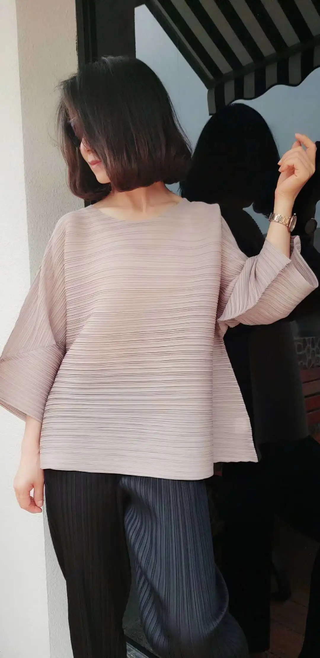 109A68 Summer Miyake Folds Women's Tops European