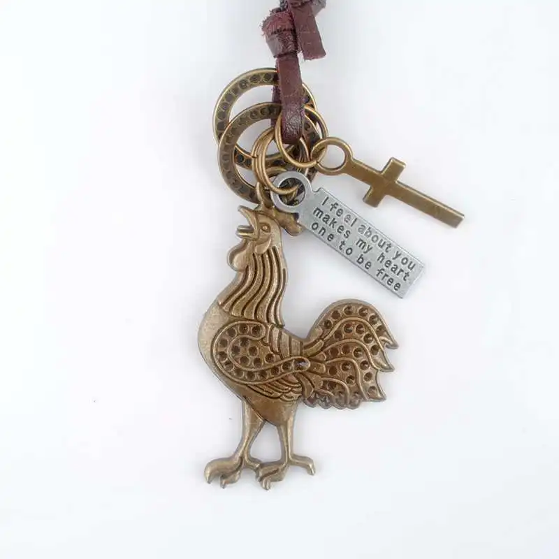 

Factory Outlet New Leather Pendant Necklace Leather Cock Shape Brown Leather Rope Band Necklaces Men Women Punk Jewelry