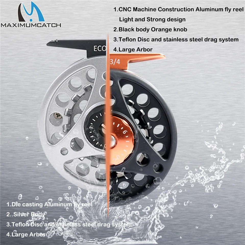 Maximumcatch Fly Fishing Reel 1/2/3/4/5/6/7/8 WT Large Arbor Die Casting Aluminum Fly Reel