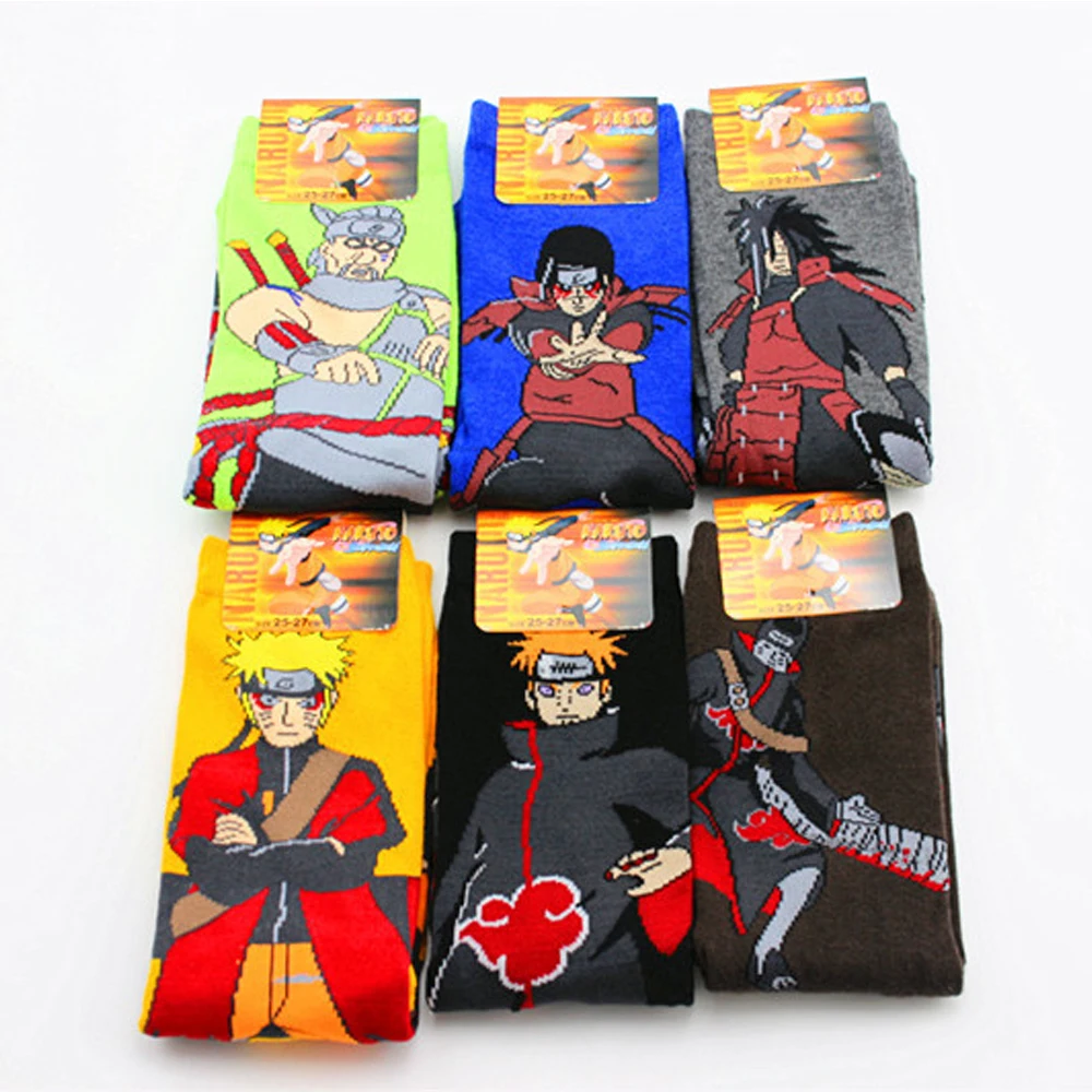 Аниме мужские хлопковые носки Наруто Uzumaki UchihaSasuke HatakeKakashi чулки Косплей для