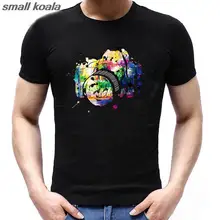 Новое поступление, забавная цветная футболка с принтом фотоаппарата, летняя мужская/Мужская хипстерская футболка с круглым вырезом и коротким рукавом