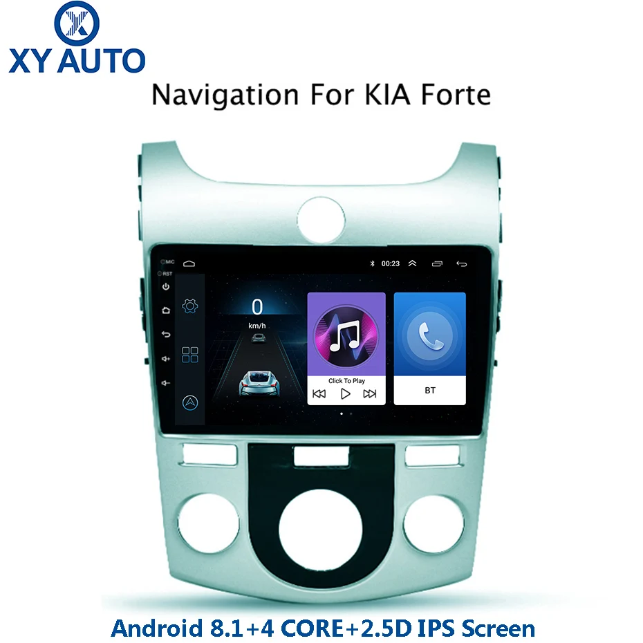 Top 9 inch 2.5D IPS Tempered HD multi-touch screen Android 8.1 NAVI for KIA forte 2009-2014 with Bluetooth USB WIFI support SWC 0