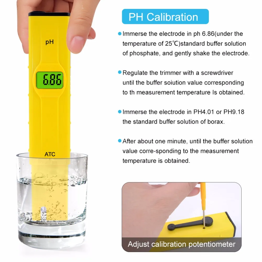 Yieryi подсветка цифровой большой экран pH метр PH тесты er 0-14 карманная ручка аквариум тесты Ph воды ph метр почвы бумага