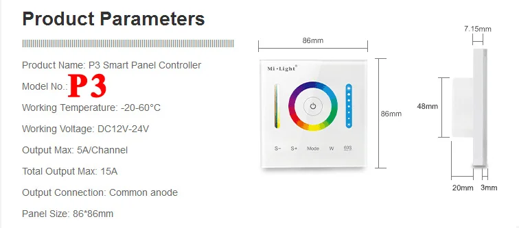 Milight Smart Светодиодный Панель контроллер P1 P2 P3 Цвет Температура диммер RGB CCT настенный сенсорный выключатель Панель контроллер