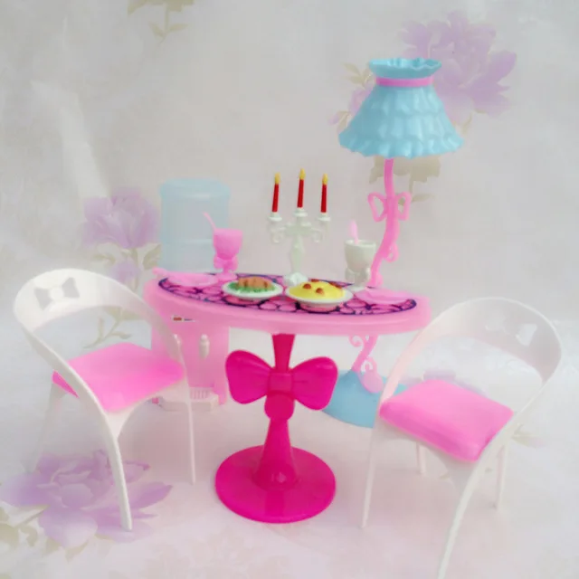 Girl Doll Baby Furniture Fittings Lesson Four Table Chair Candlelight Dinner House Toy Plastic Girls Dolls Accessories Suit 2021