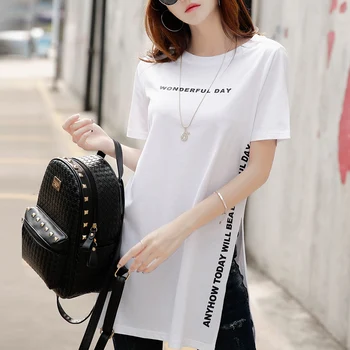 

Summer T Shirt Short Sleeve Korean Women Tshirt Harajuku Cotton Camisetas Verano Mujer 2019 Casual Top Female T-shirt Long Tunic