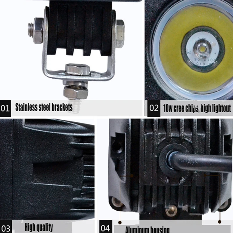 2x10 Вт светодиодный рабочий светильник, квадратная круглая лампа для вождения, точечный прожектор, 2 дюйма, 12 В, для автомобиля, для внедорожника, вездехода, 4X4WD, для внедорожника, мотоцикла, грузовика, головной светильник