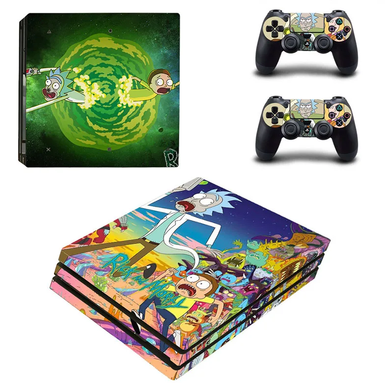 Наклейка для PS4 Pro Skin Rick and Morty Skins Play station 4 Pro, PS 4 Pro, наклейка s для игровой консоли и двух контроллеров