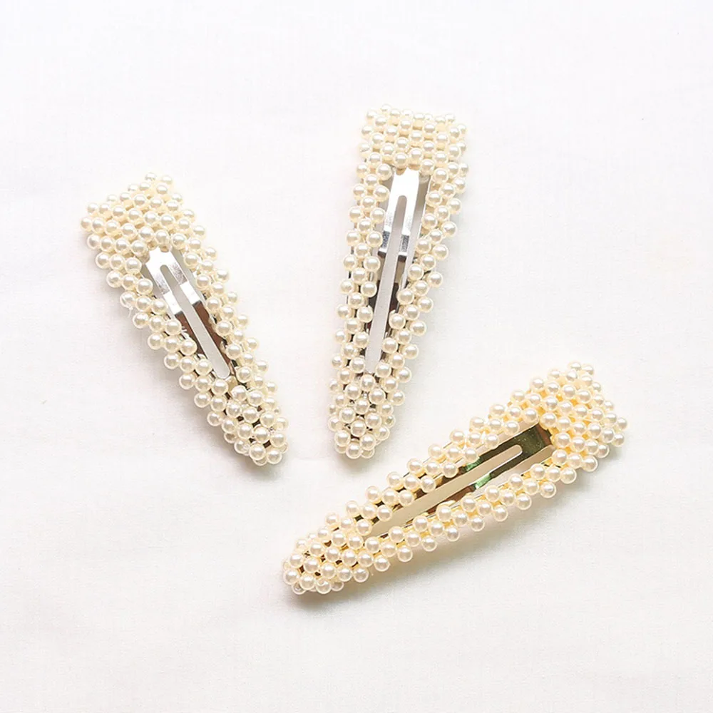 

Pearl Crystal Hairpin Sweet Hair Clip Barrettes for Women Girls Handmade Snap Barrette Stick Jewerly Hair Accessories