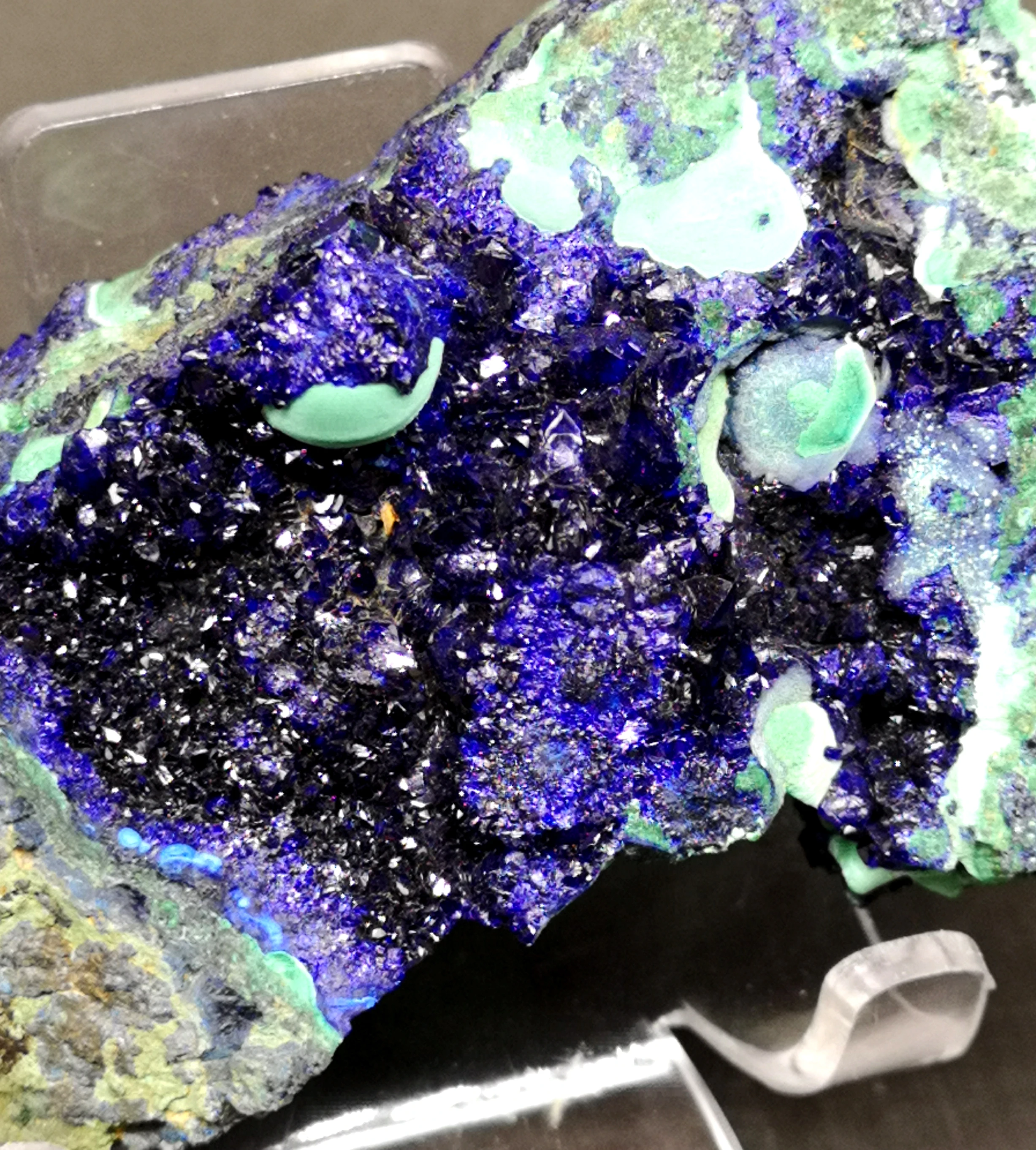 261 г натуральный Блестящий Azurite/Малахитовый симбиотический минеральный кристалл
