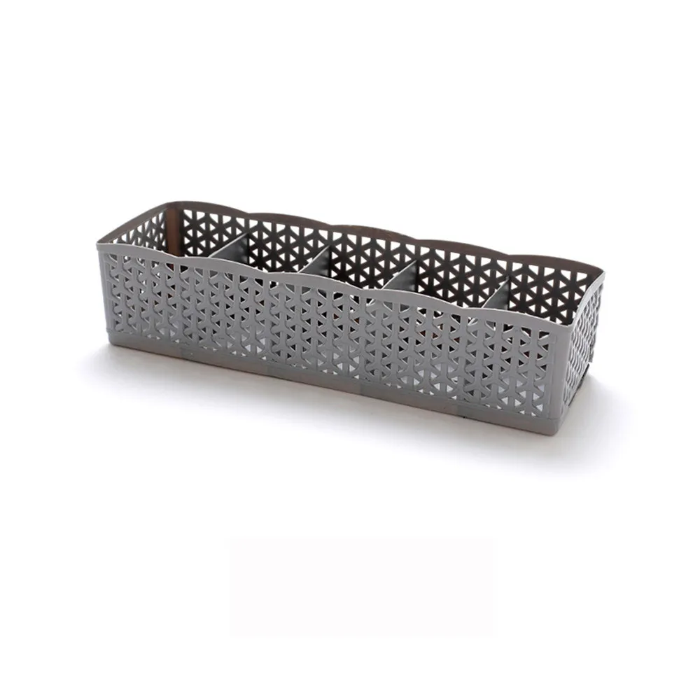 

5 Cells Plastic Organizer Storage Box Tie Bra Socks Drawer Cosmetic Divider 11