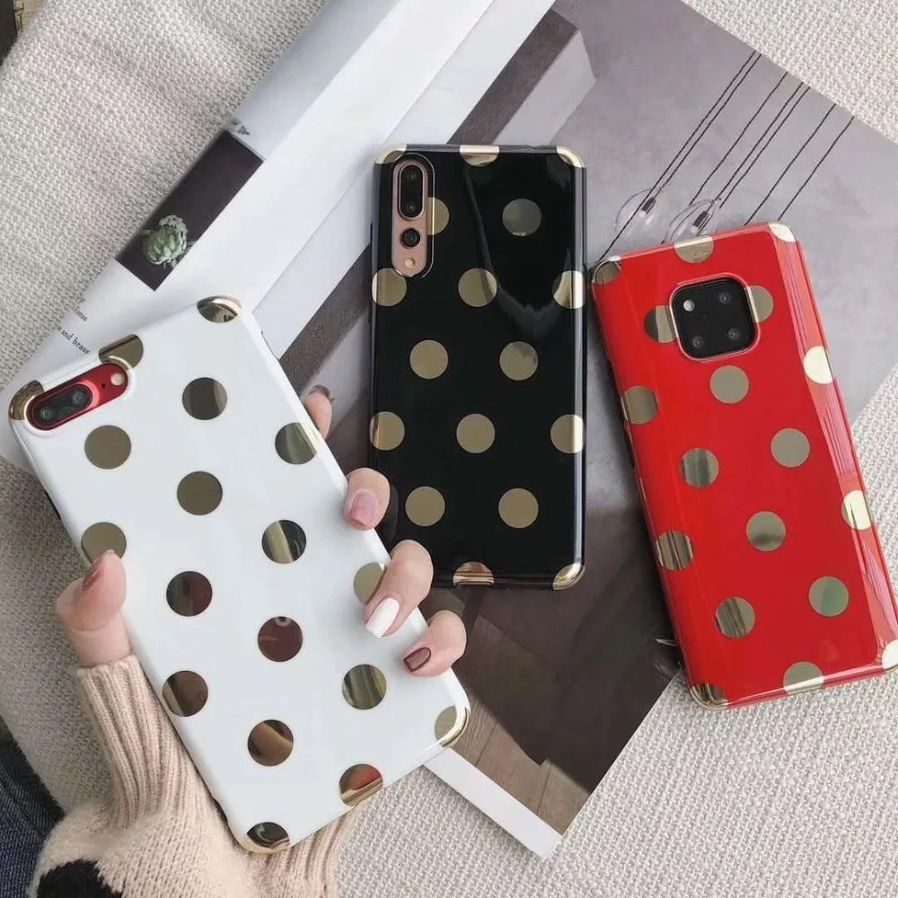 

luxury Electroplated Gold Dot dots case For iPhone 7 Case For iPhone X 7 6 6S 8 Plus 6 S Case Cover XR XS MXA Coque Fundas Capa