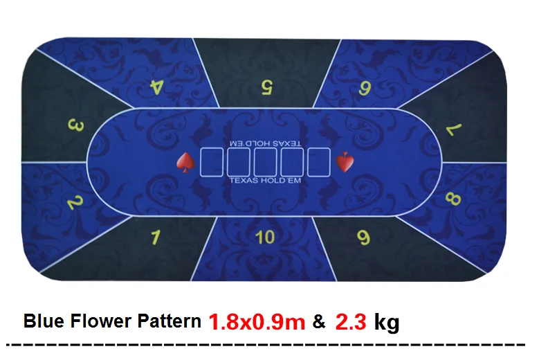 Texas Hold'em Poker Mat 1.8*0.9m flower pattern rubber gaming pad free shipping