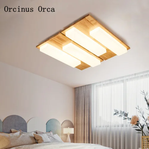 Us 166 0 Nordic Modern Simple Wood Ceiling Lamp Studio Bedroom Creative Individual Led Square Solid Wood Ceiling Lamp Free Shipping In Ceiling