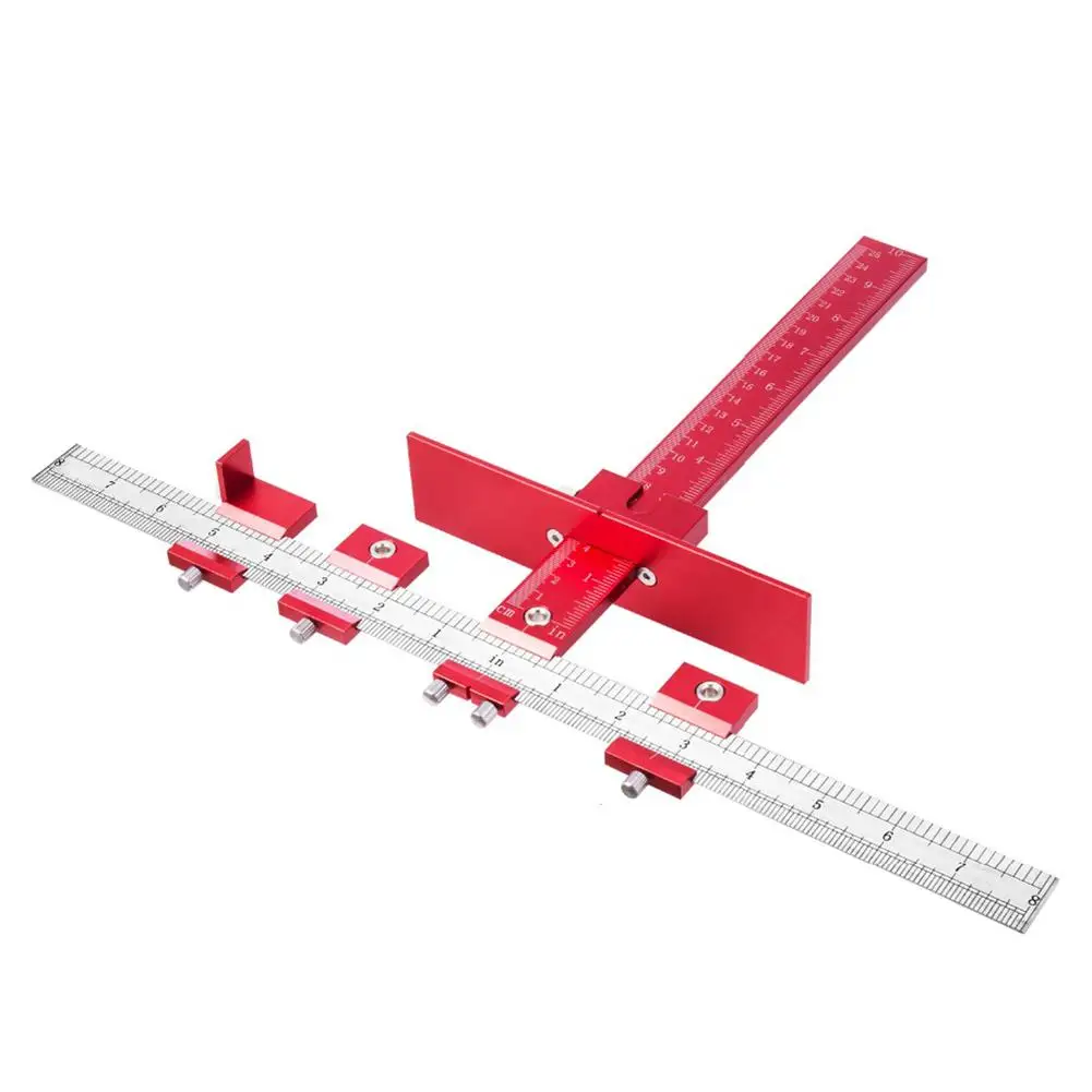 

T-shaped Ruler All Aluminum Alloy Multifunctional Furniture Woodworking Hole Locator Woodworking Auxiliary Installation Tool