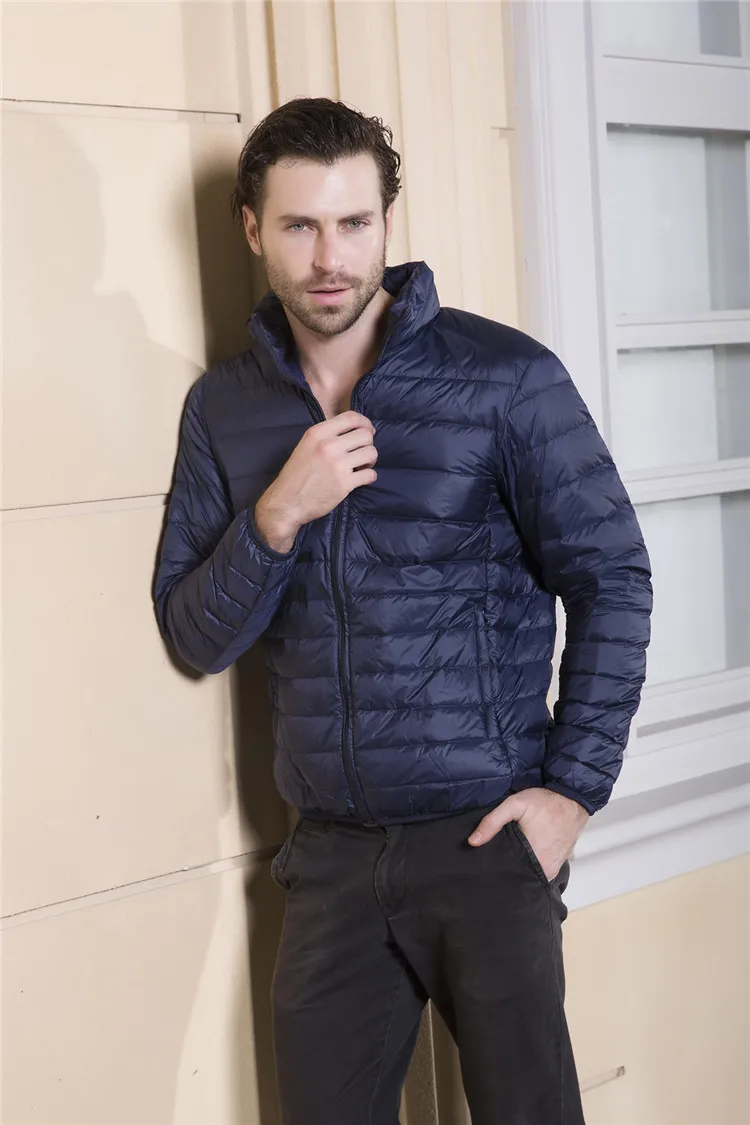 Men's Ultra Light Packable Down Jackets Hooded Slim Down Coats Man White Duck Down Padded Parkas Winter Puffer Jacket JK-634 puffer jacket with fur hood