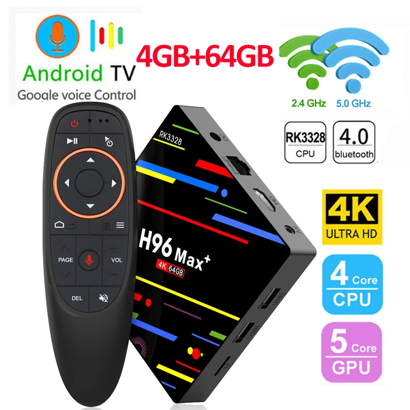 

IPTV H96 MAX Plus Smart TV Box Android 8.1 TVBox RK3328 Quad Core 4GB Ram 32GB/64GB Rom 4K H.265 USB3.0 BOX Set Top Box H96Max